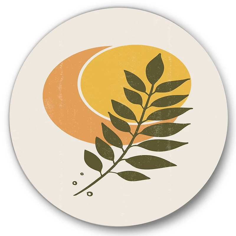 Designart - Abstract Geometrical Sun and Moon With Leaf V