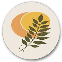 Designart - Abstract Geometrical Sun and Moon With Leaf V