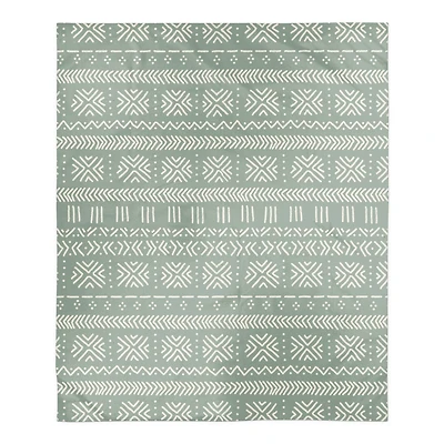 Sage Mudcloth 50" x 60" Sherpa Fleece Blanket