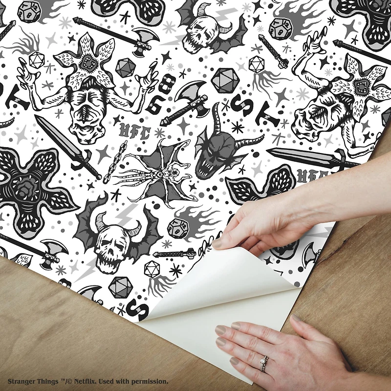 RoomMates Stranger Things Hellfire Club Black Peel & Stick Wallpaper