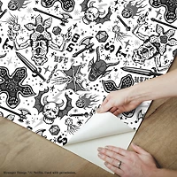 RoomMates Stranger Things Hellfire Club Black Peel & Stick Wallpaper