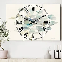 Designart Eucalyptus Leaves Traditional 3 Panel Wall Clock
