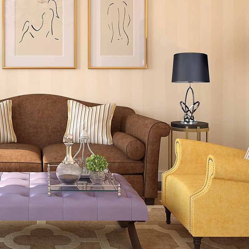 Elegant Designs™ 27" Mod Art Polished Chrome Table Lamp with Black Shade