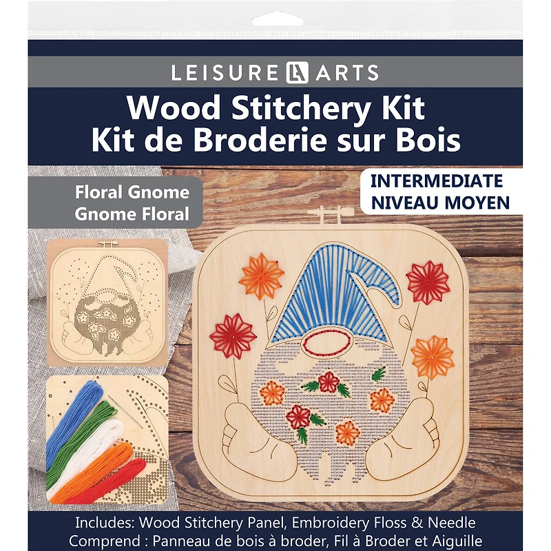 Leisure Arts® Intermediate Floral Gnome Wood Stitchery Kit