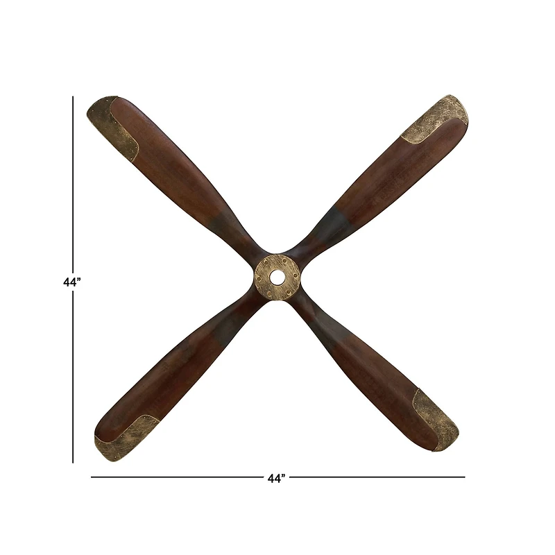 44" Brown Wood Industrial Propeller Wall Decor