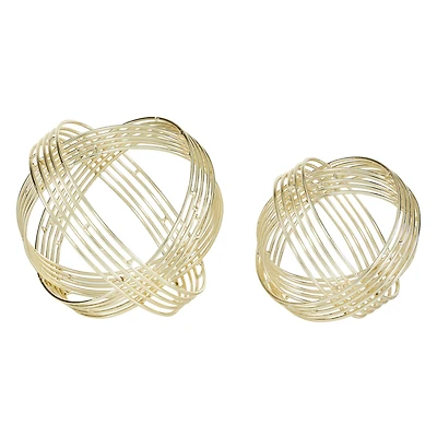 Light Gold Metal Modern Decorative Orb Set