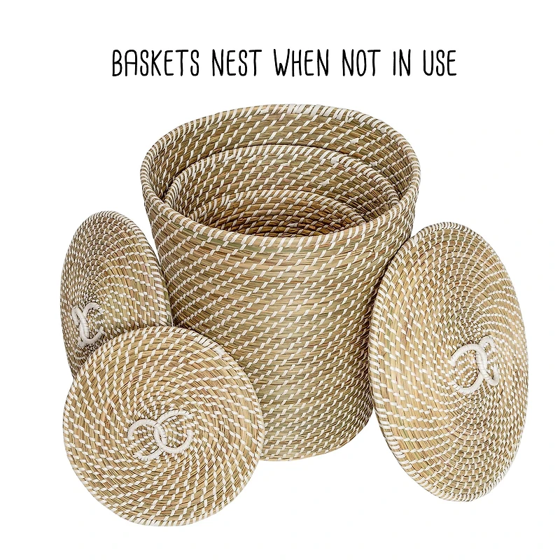 Honey Can Do Natural Nesting Seagrass Snake Charmer's Baskets, 3ct.