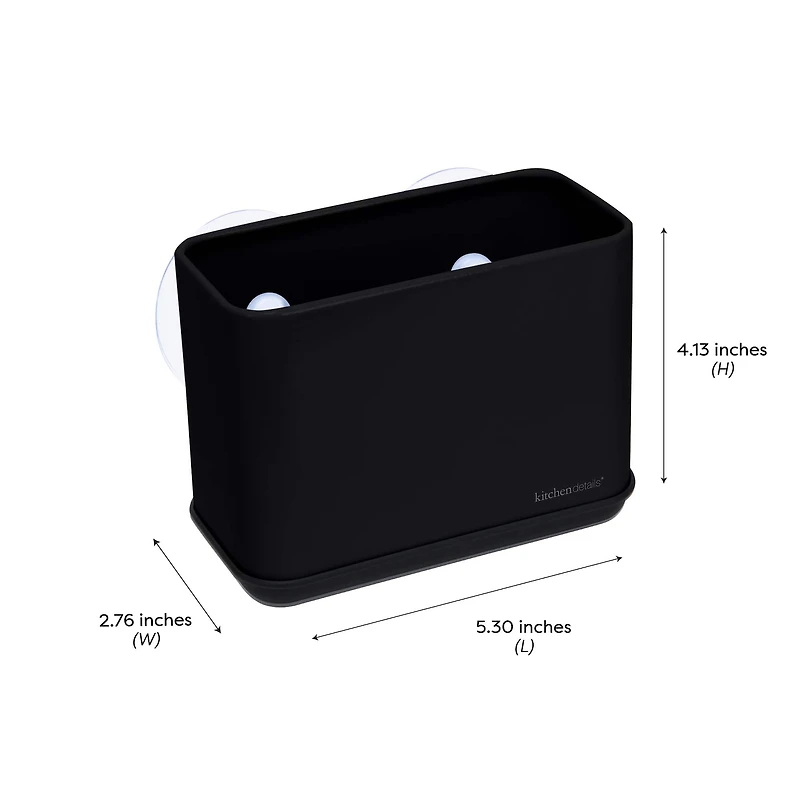 Kitchen Details Matte Black Sink Caddy with Suction Cups
