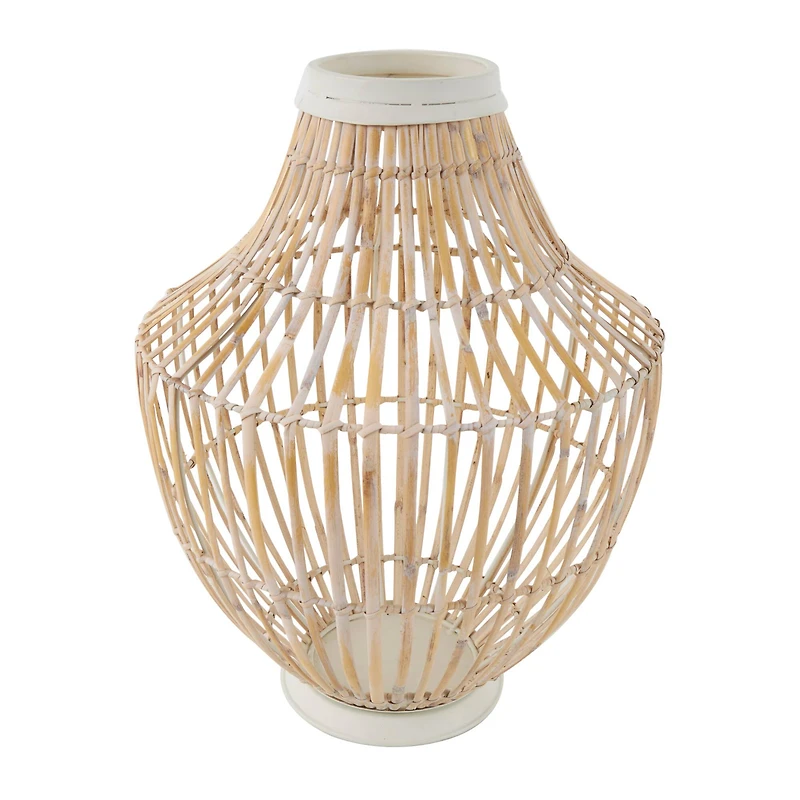 17" Brown Bamboo Handmade Open Frame Vase