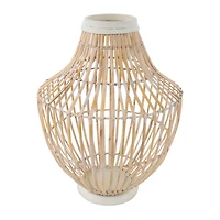 17" Brown Bamboo Handmade Open Frame Vase