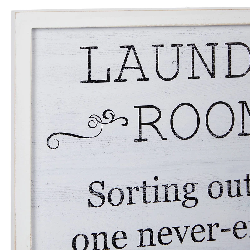 Set of 2 White Wood Farmhouse Sign Wall Decor, 15" x 15"