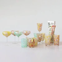 Hello Honey® 7" Speckle Round Stemmed Champagne Coupe Glass Set
