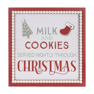 15" Framed Milk & Cookies Wall Sign