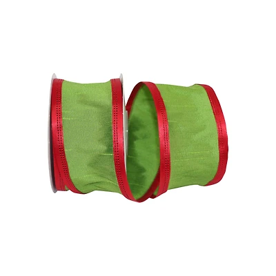 JAM Paper 2.5" x 10yd. Lime & Red Wired Grand Edge Dupioni Ribbon