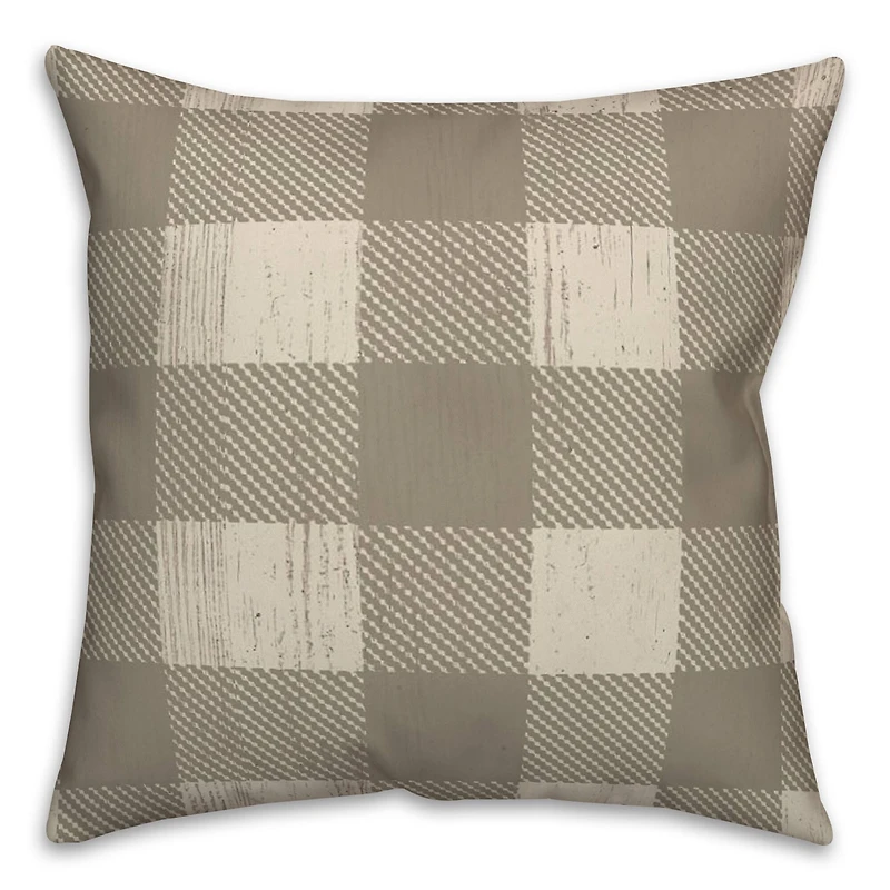 Taupe Buffalo Check Throw Pillow