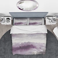 Designart 'Midnight at the Lake II Amethyst and Grey' Geometric Bedding Set