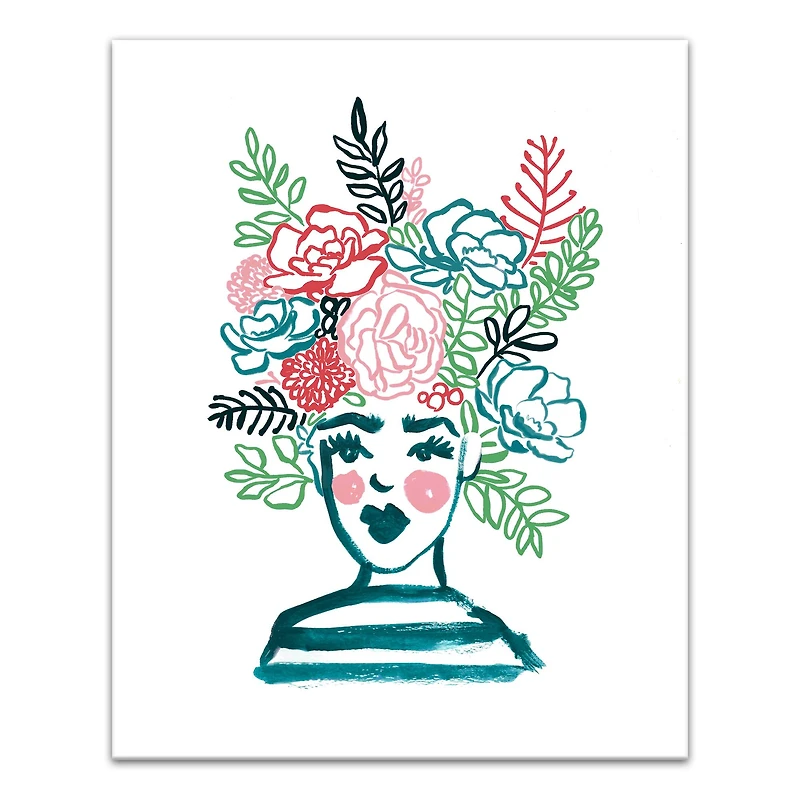 Flower Head Woman Canvas Wall Art