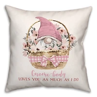 Gnome Valentine Basket Throw Pillow