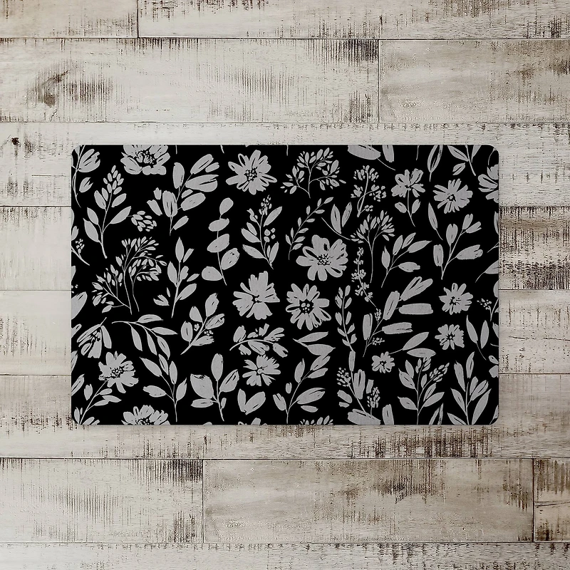 Monochromatic Florals 27" x 18" Floor Mat