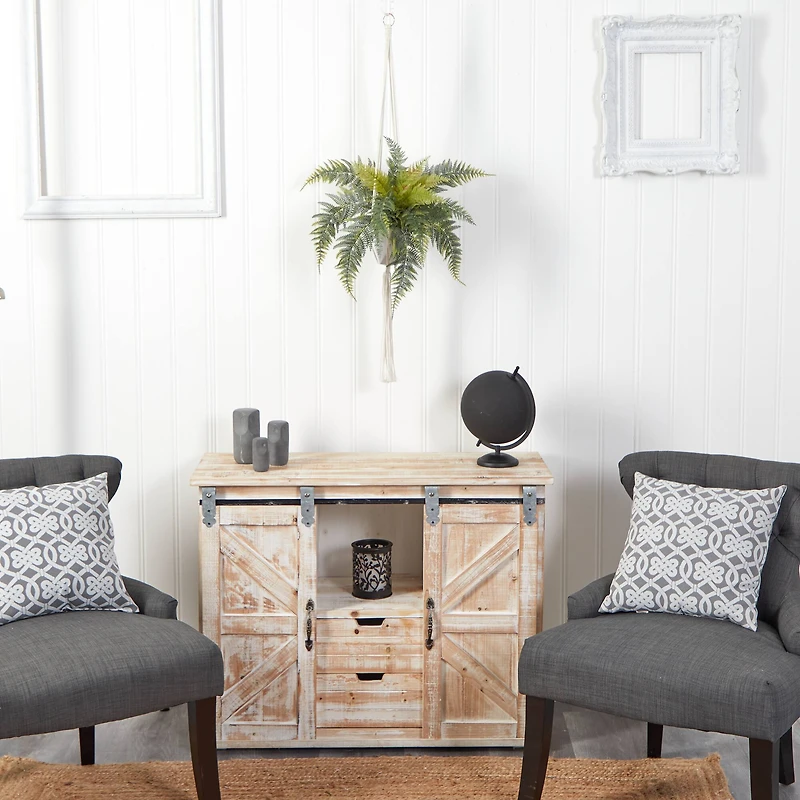 25" Fern Hanging Artificial Plant in Decorative Basket