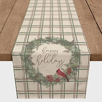 90" Happy Holidays Plaid Cotton Twill Runner