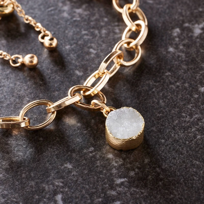 Round White Dyed Quartz Charm by Bead Landing™