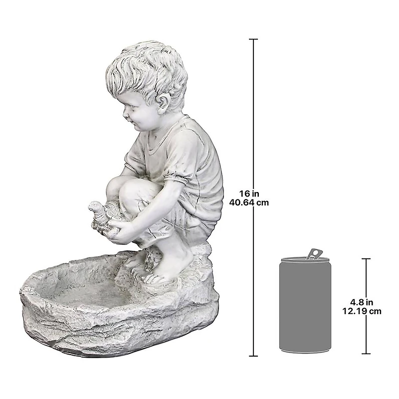 Design Toscano 16" Tommy at the Turtle Pond Little Boy Statue