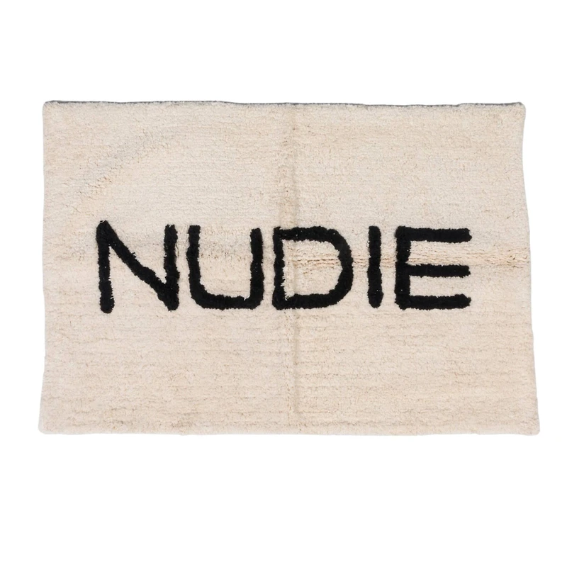 Hello Honey® 40" x 27" White & Black Cotton Tufted Nudie Bath Mat