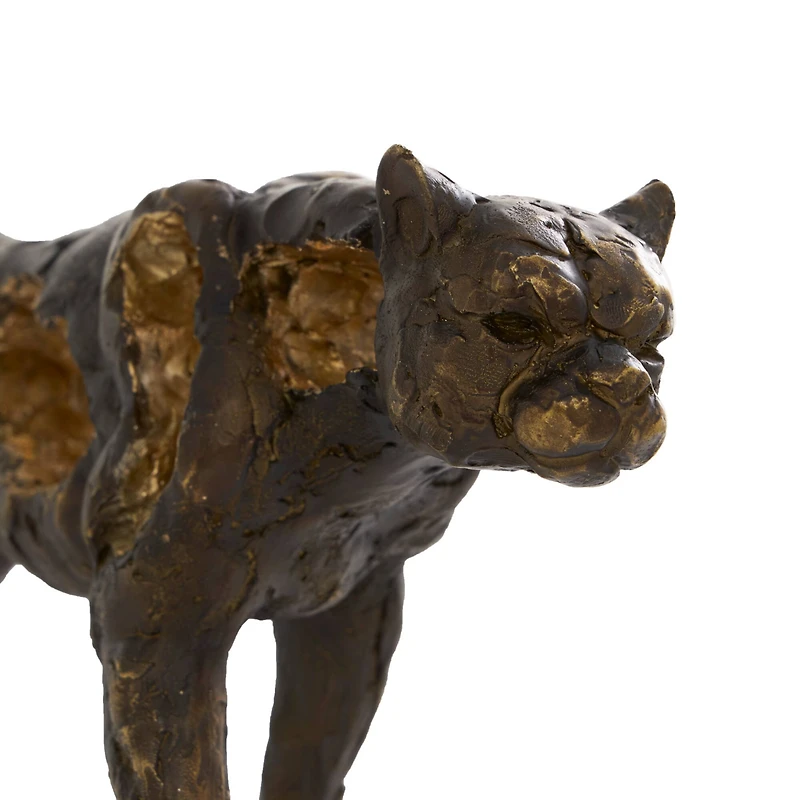 19" Bronze Leopard Distressed Textured Sculpture