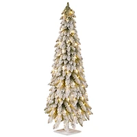 5ft. Pre-Lit Snowy Downswept Artificial Christmas Forestree, Clear Lights