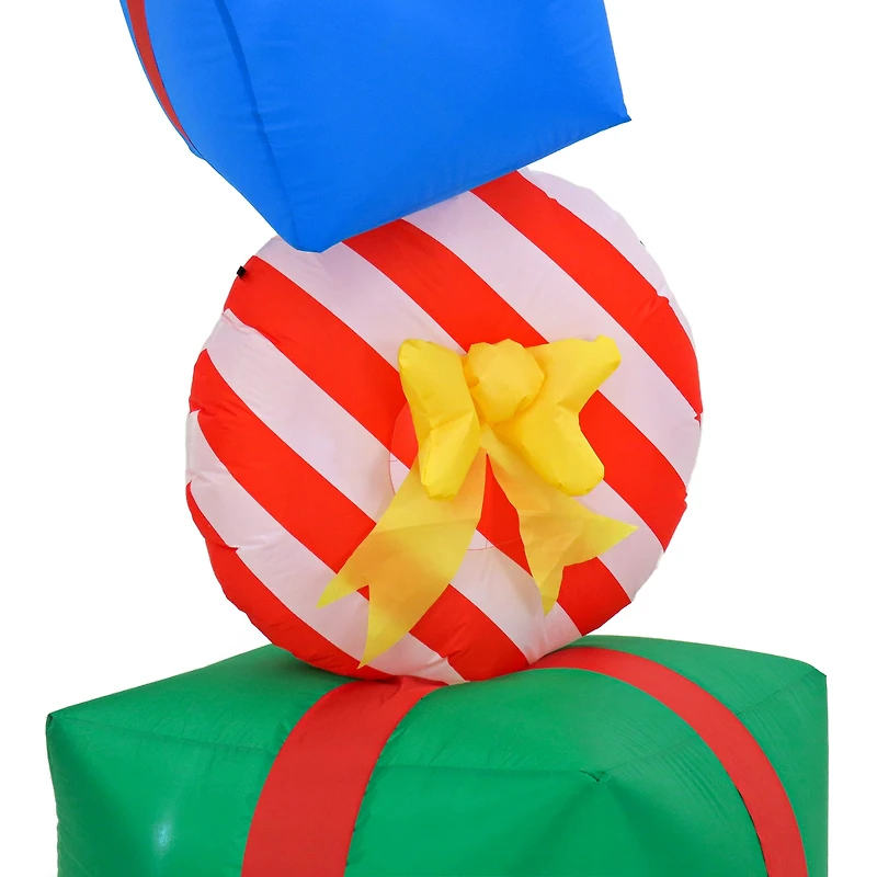 First Traditions™ 6ft. Green Inflatable Blow Up Giftbox Combination with 3 Warm White UL LED Lights