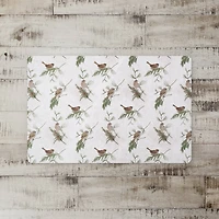 Pine & Birds on White Floor Mat