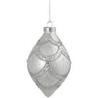 5" Glittered Silver Glass Finial Christmas Ornament