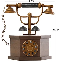 12.5" Antique Rotary Style Telephone Tabletop Décor