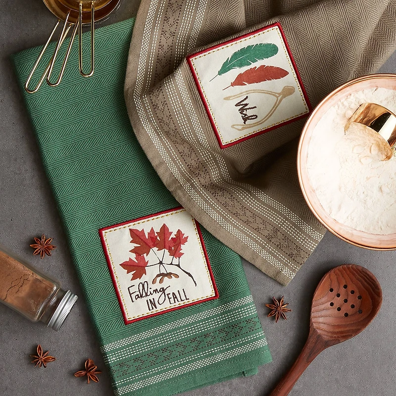 DII® Falling In Fall Embroidered Dishtowel Set