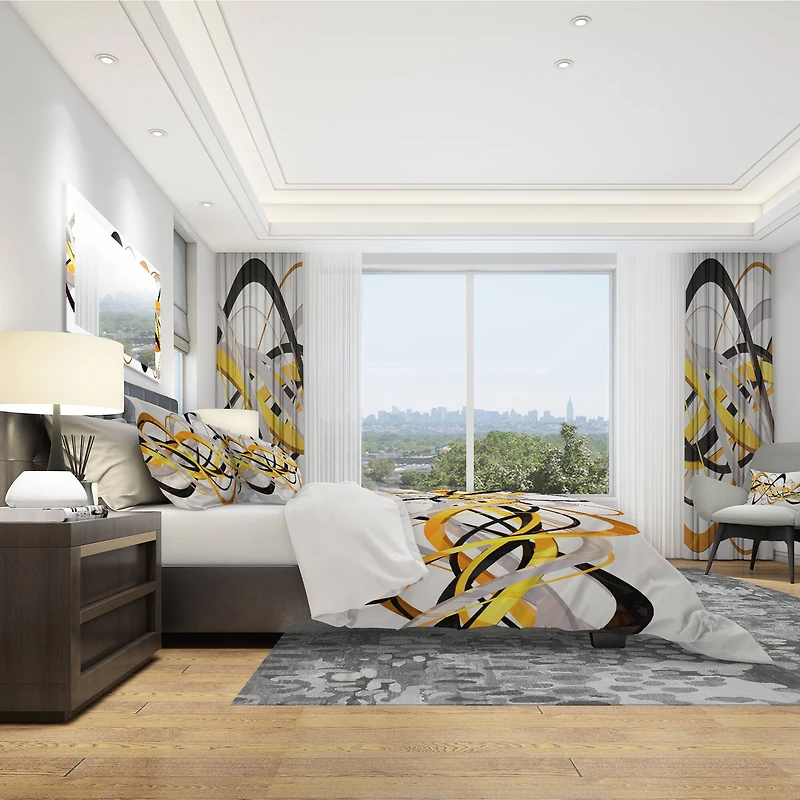 Designart 'Gold and Silver Helix' Modern & Contemporary Bedding Set