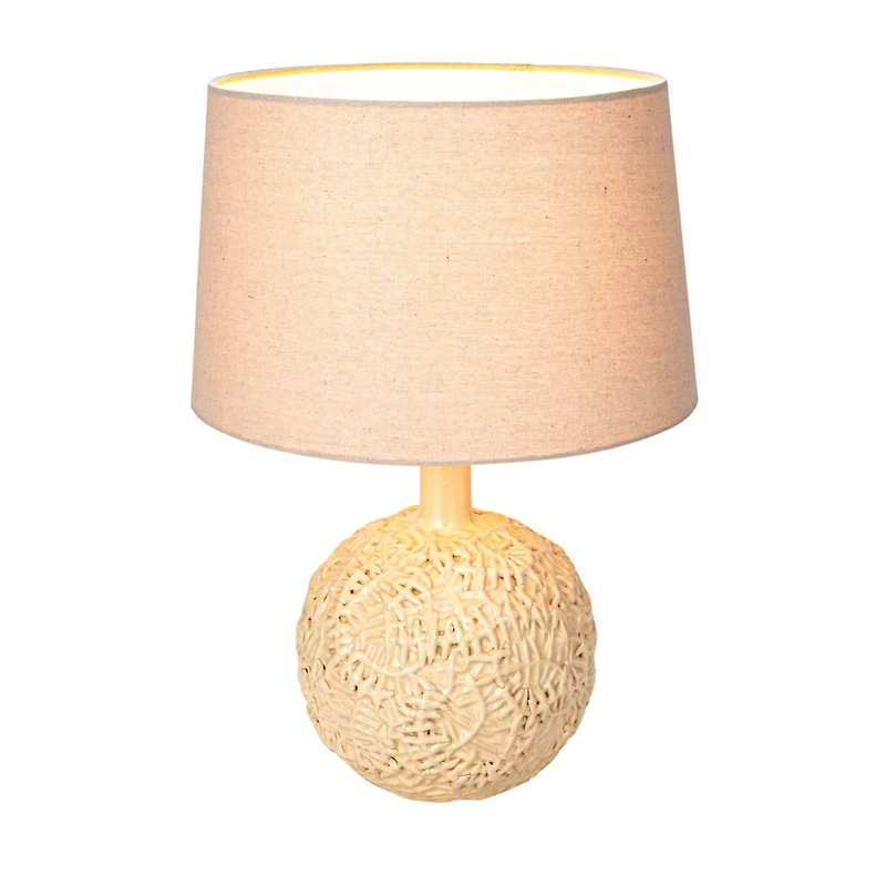 Hello Honey® 23" Cream Handmade Textured Stoneware Table Lamp with Fabric Shade