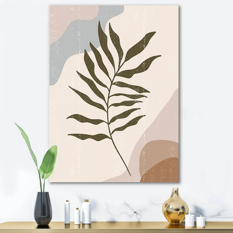 Designart - Botanical Minimalist Leaf In Earth Tones I