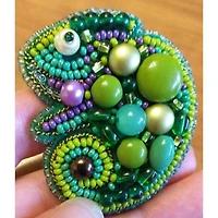 Crystal Art Beadwork Kit For Creating Broоch Chameleon
