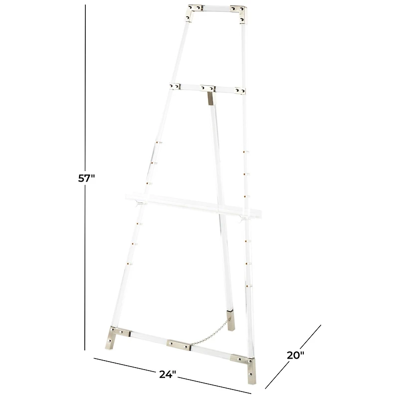57" Clear Acrylic Plastic Adjustable 7-Tier Display Easel with Silver Accents & Chain Support