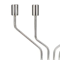 The Novogratz 13" Silver Stainless Steel Abstract Angled Candelabra