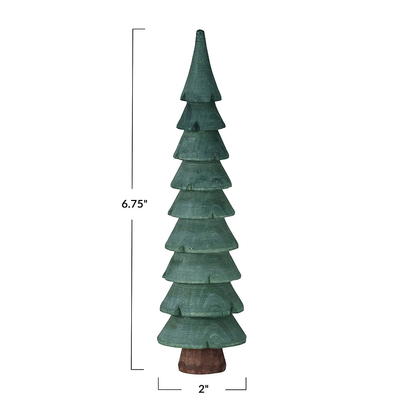 Hello Honey® 6.75" Green & Brown Carved Wood Tree Décor