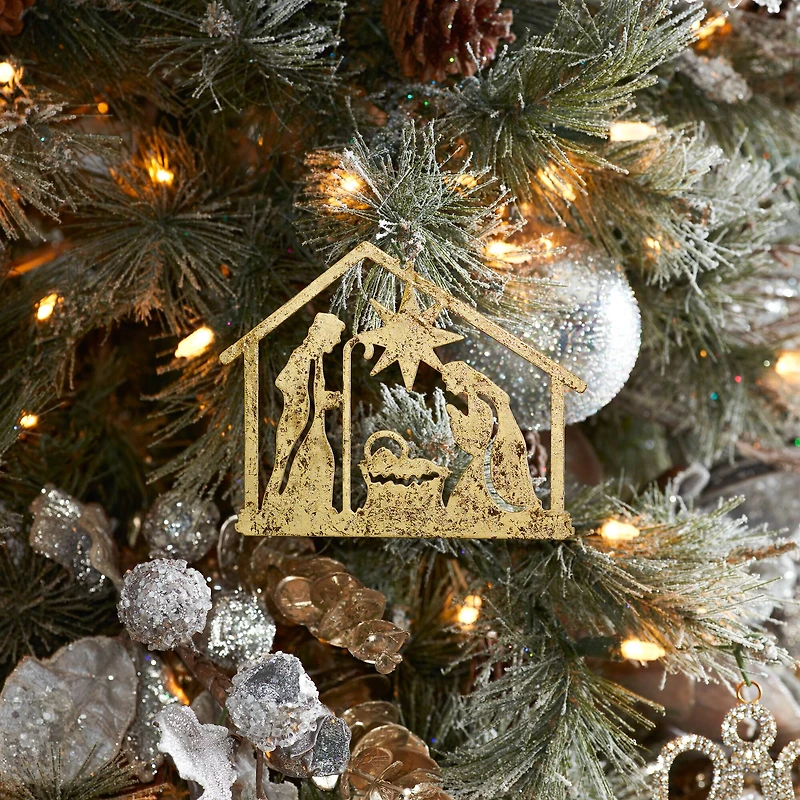 12ct. 4.25" Metal Holy Family Cut Out Ornament Set