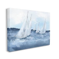 Stupell Industries White Sailboats Coasting Ocean Waters Blue Tide Canvas Wall Art