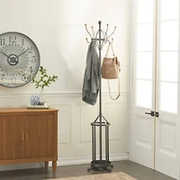 Black Metal Industrial Coat Rack, 19" x 77"