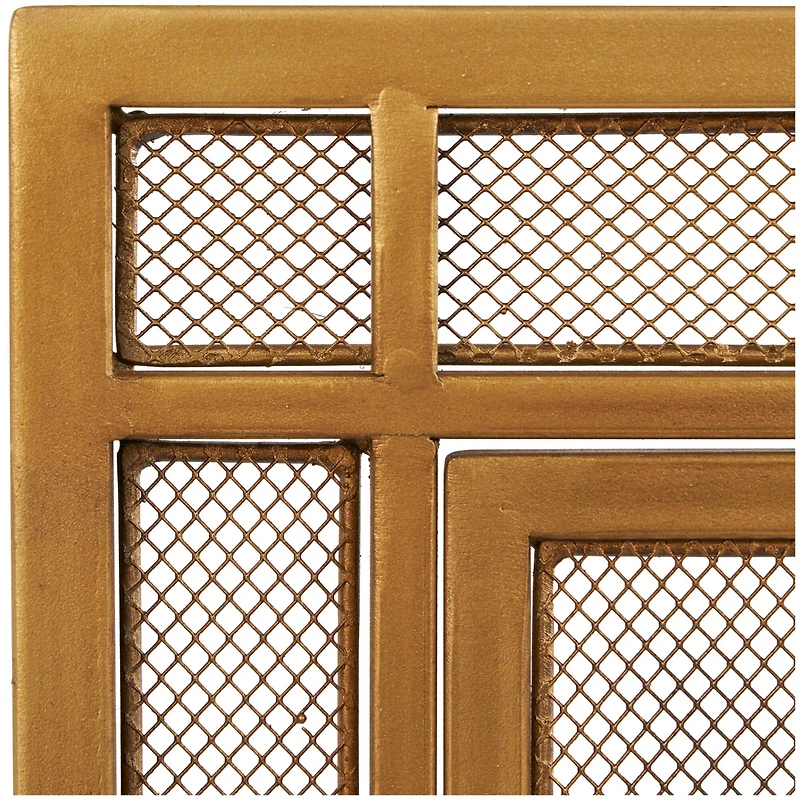 33.5" Gold Metal Geometric Single Panel Fireplace Screen