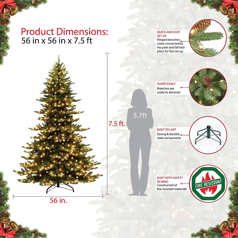 7.5ft. Pre-Lit Princess Pine Artificial Christmas Tree, Clear Lights