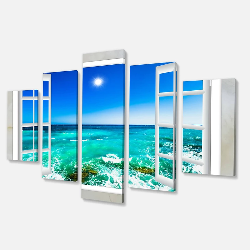 Designart - Open Window to Wavy Ocean