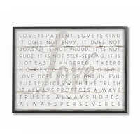 Stupell Industries Love Is Patient Gray on White with Black Frame Wall Accent
