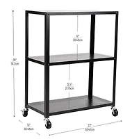 Mind Reader Rolling Cart, Microwave Stand, 3-Tier, Coffee Cart, Office, Metal, Black